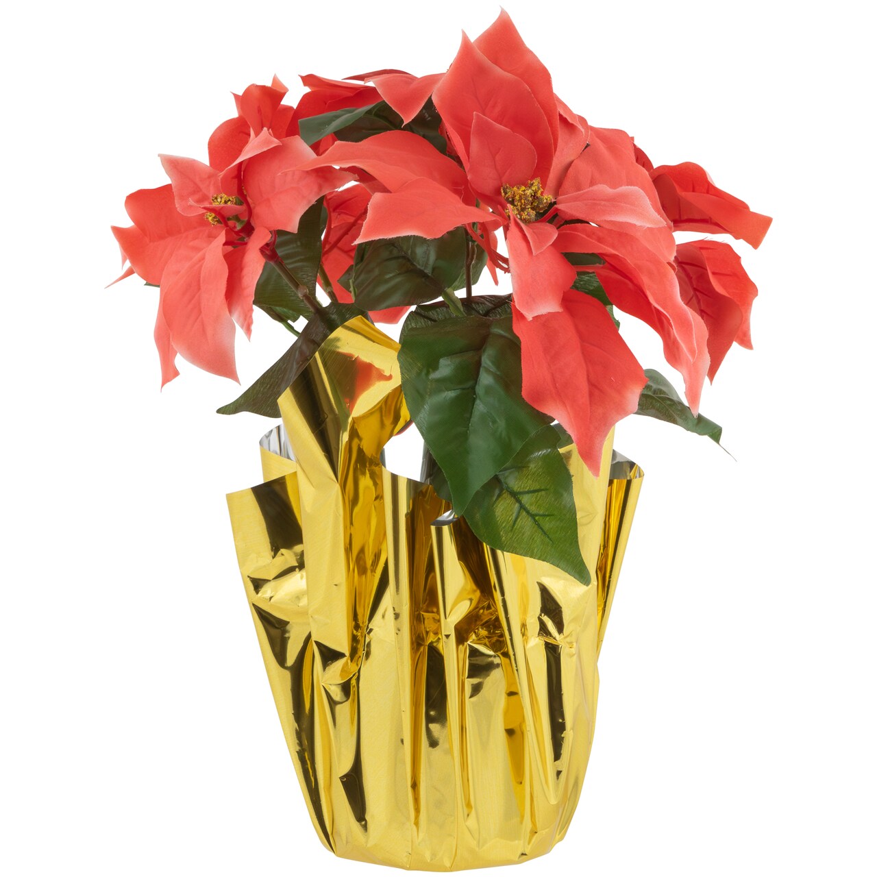 Northlight 14.5&#x22; Dark Pink Artificial Christmas Poinsettia with Gold Wrapped Base
